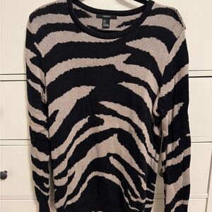 Forever 21 Black and Tan Zebra Print Sweater